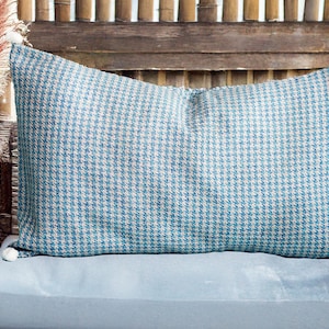 Funda de almohada con patrón de pata de gallo y pompones, funda de almohada moderna, bonita funda de cojín, bonita funda de almohada, decoración de casa de verano, decoración saludable