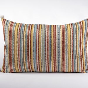 Funda de almohada con patrón de rayas y pompones, funda de almohada moderna, bonita funda de cojín, bonita funda de almohada, decoración de casa de verano, ropa de cama saludable
