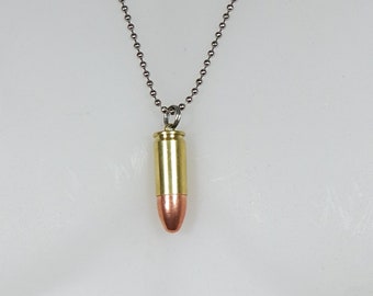 Bullet Pendant jewelry 9mm on a 24 inch dog tag chain, necklace