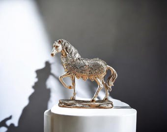 手作り樹脂製馬の像：ゴールドの室内装飾動物の置物 - Etsy 日本