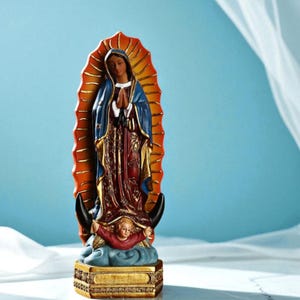 Our Lady of Guadalupe Statue, Catholic Resin Figurine, Religious Home Decor, Virgin Mary Sculpture, Mexico Spiritual Ornament
