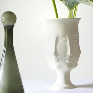 Nordic White Ceramic Face Vase: Modern Minimalist Decor