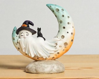 Halloween Ghost Heks Maan Hars Standbeeld Grillig Gothic Home Decor Tafelornament Nachtcadeau