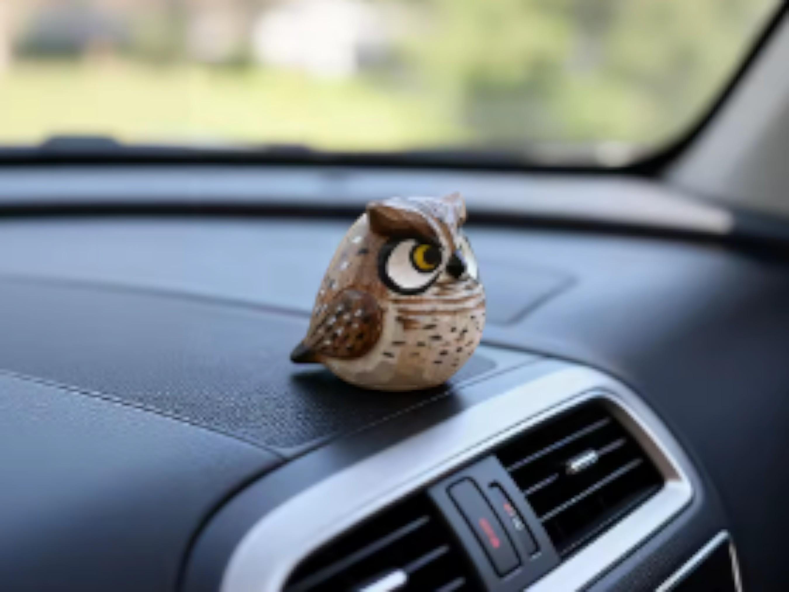 Hand Carved Wooden Owl Figurine Small Nature Animal Sculpture Desk Shelf Home Decor Gift