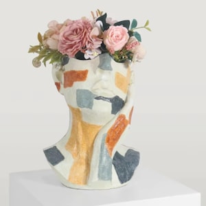 Vaso Viso Astratto in Resina - Porta Fiori a Forma di Testa, Regalo Decorativo Estetico