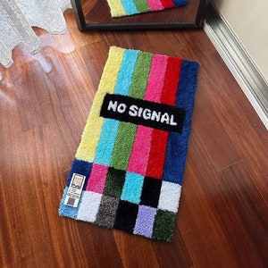 GEEN SIGNAALTAPIJT / kleurrijk handgemaakt tapijt, geen signaal getuft tapijt, televisietapijt, schermdecortapijt, slaapkamerinrichting, cadeau-idee