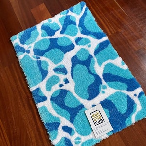 WATER PATTERN RUG / different sizes handmade tufted rug, accent blue rug, rectangle wall rug, pool pattern, soft and fluffy