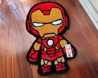 IRON MAN RUG / junior super hero tufted rug, iron man handmade rug, bedroom home decor, gift idea, wall decoration