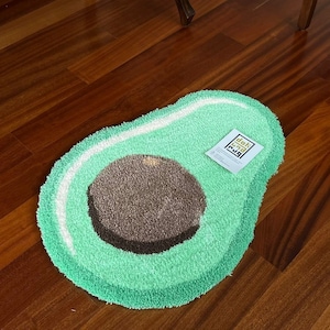 AVOCADO RUG, cute tufted rug, decor for bed rooms, fluffy different sizes rug, tufted rug for gift, green fruit rug