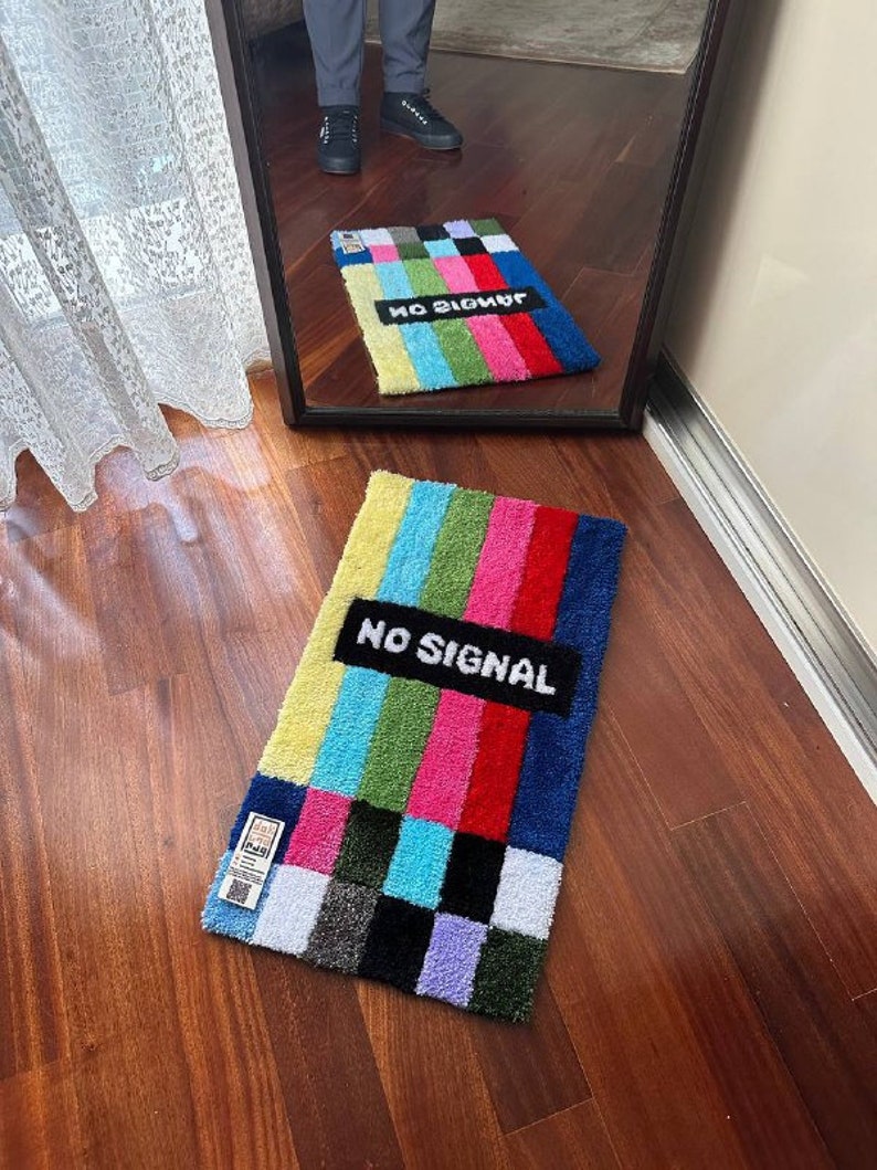 Screen Test Rug NO SIGNAL RUG / Colorful Handmade Rug, No Signal Tufted Rug, Television ...