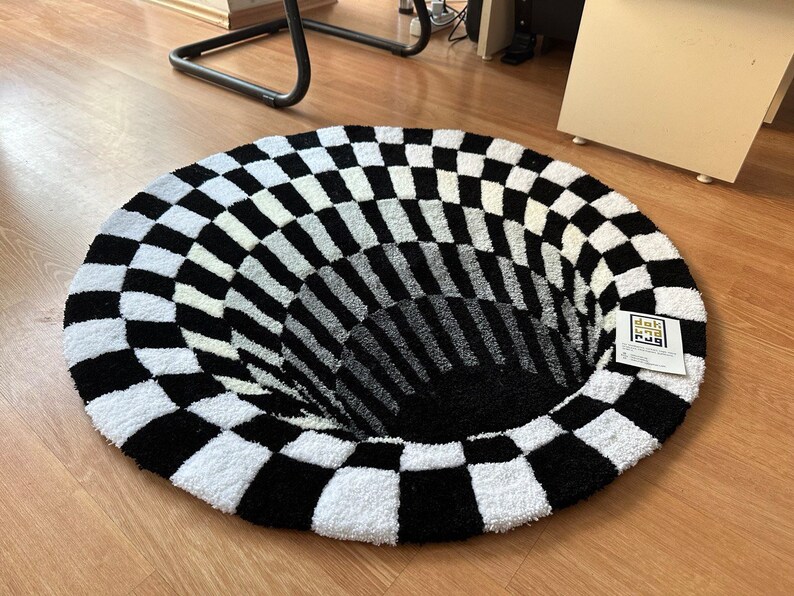 OPTICAL ILLUSION RUG / Handmade Fluffy Rug Different Sizes Etsy