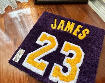 JAMES 23 Jersey Rug / Lakers Tufted Rug, Handmade Basketball