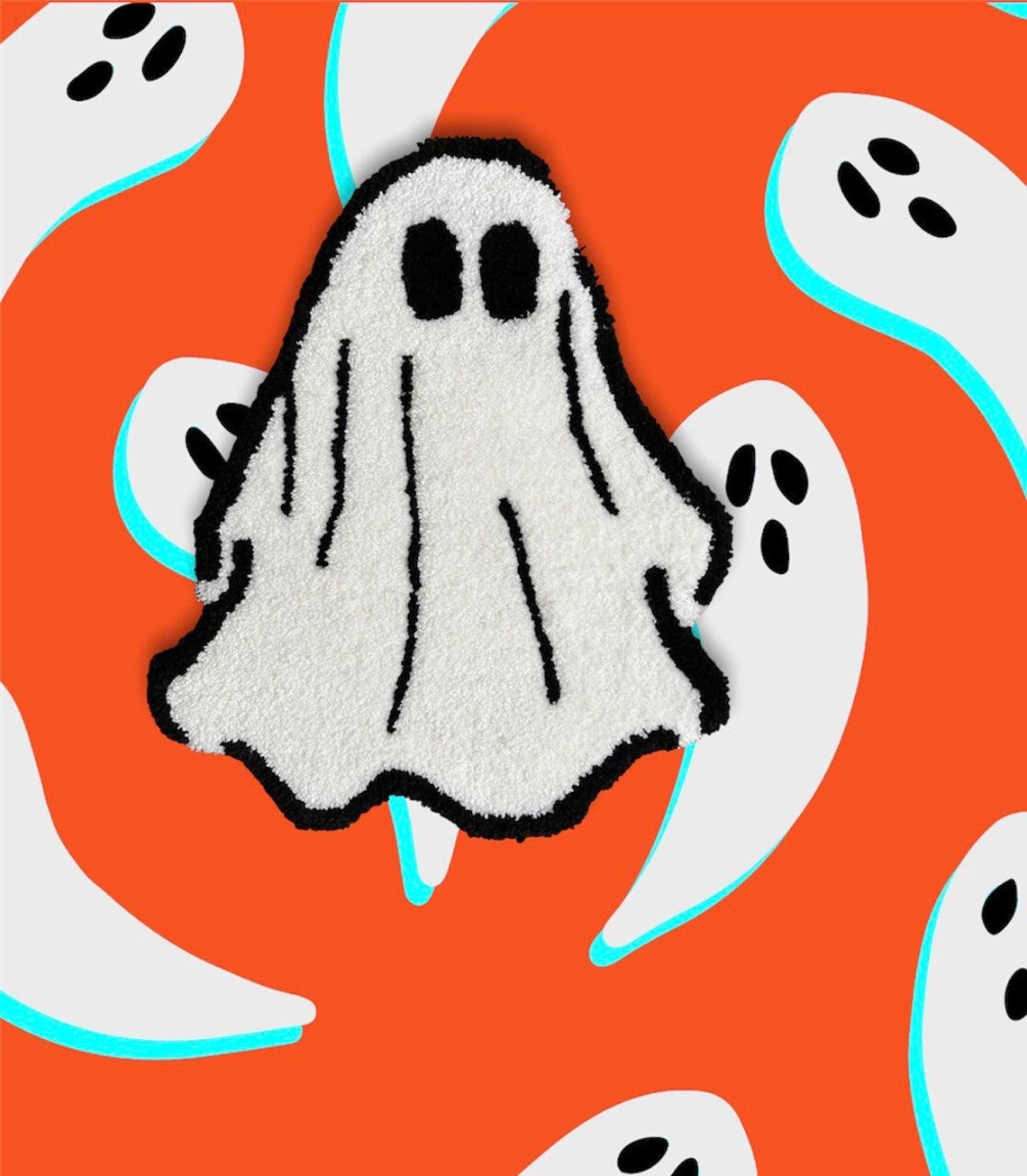 HALLOWEEN GHOST RUG / Different Sizes Tufted White Ghost Rug Etsy