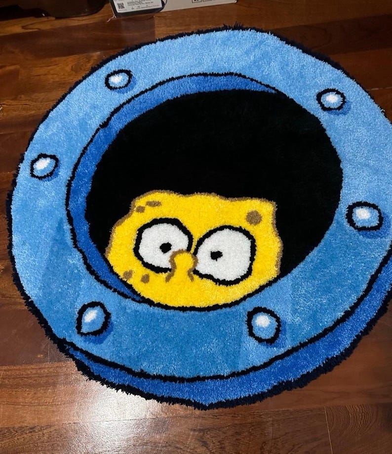 Spongebob Window Rug SPONGEBOB RUG Handmade Tufted Cartoon Rug Home Decor Circle Soft Item ...