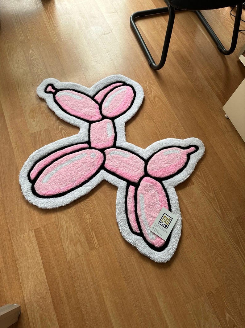 Pink Pet Rug BALLOON DOG RUG / 4 Color Options, Different Sizes Handmade Rug, Tufted ...