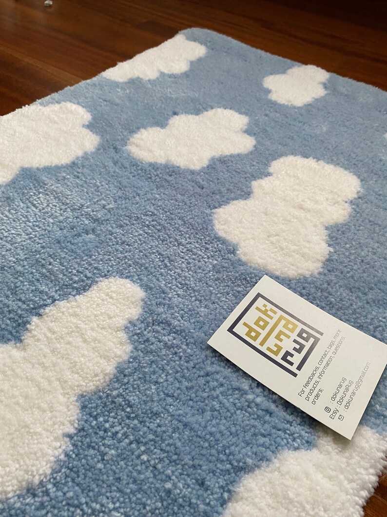 Handmade Fluffy Clouds Rug, Baby Blue Sky Accent Rug - Etsy