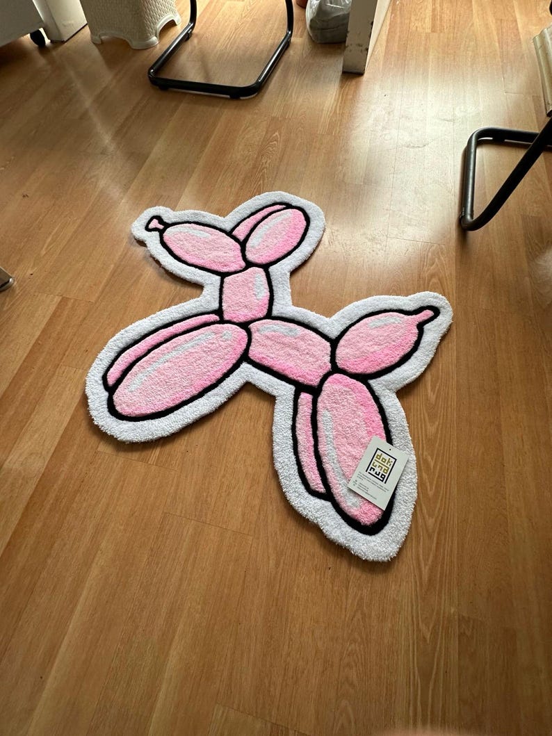 Pink Pet Rug BALLOON DOG RUG / 4 Color Options, Different Sizes Handmade Rug, Tufted ...
