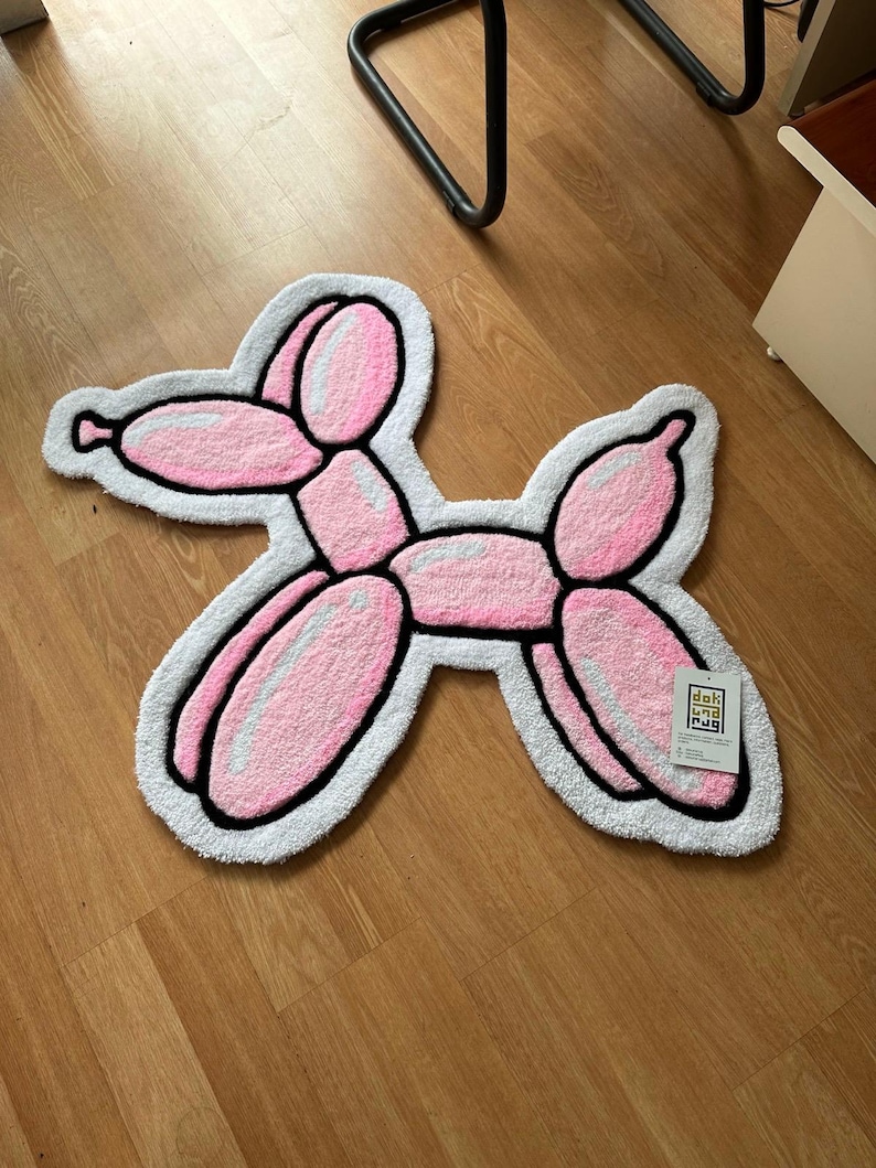 Pink Pet Rug BALLOON DOG RUG / 4 Color Options, Different Sizes Handmade Rug, Tufted ...