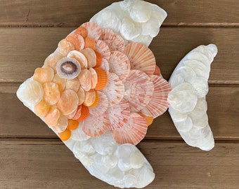 Coastal Decor, One-of-a-Kind, Handmade Sea Shell Gold Fish