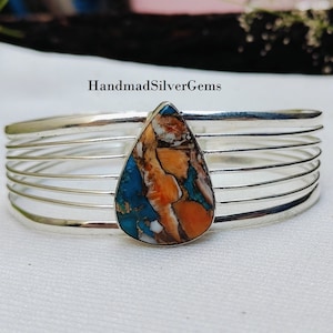 Oyster Copper Turquoise Bangle, 925 Sterling Silver Bangle, Gemstone Bangle, Handmade Bangle, Women Bangle, Fabulous Bangle Jewelry, Gifts
