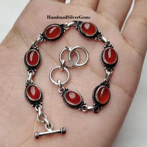 Carnelian Bracelet, 925 Sterling Silver Bracelet, Handmade Bracelet, Gemstone Bracelet, Carnelian Jewellery, Unique Bracelet, Gift For Her.