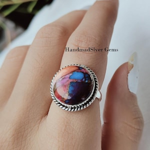 Pink Copper Turquoise Ring, 925 Sterling Silver Ring, Designer Ring, Handmade Silver Ring-Women Ring-Stylish Jewelry-Christmas Gift For Love