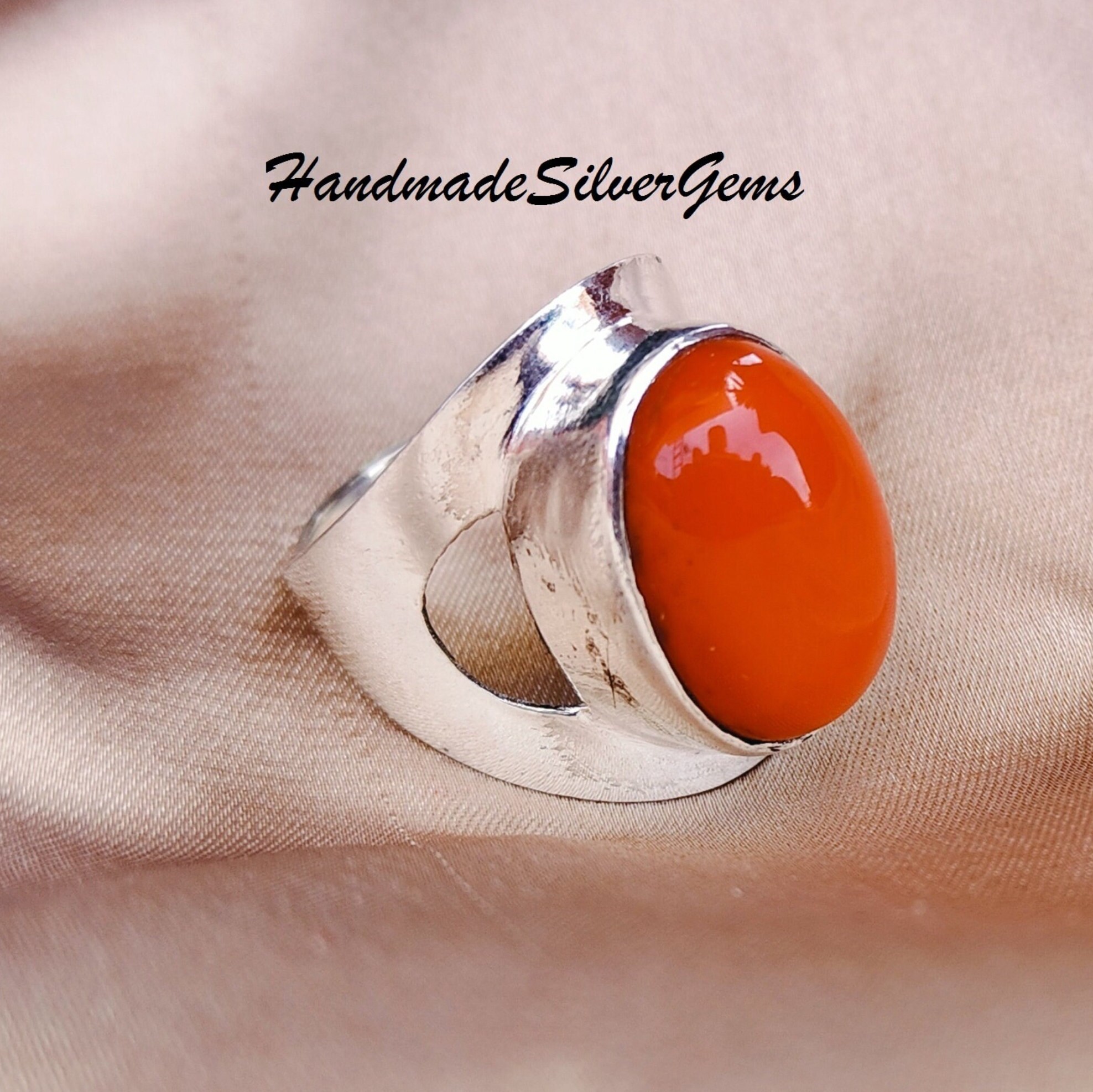 Orange Coral Ring, 925 Sterling Silver, Gorgeous Ring, Handmade Gifts, Silver Jewelry, Natural Coral, Gift for her, Anniversary Gift.