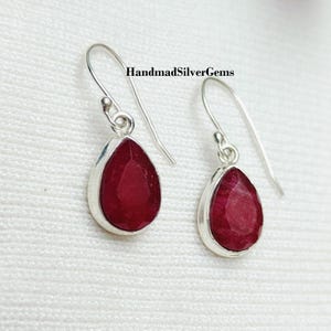 Ruby Earrings, Ruby Drop Earrings, July Birthstone Earrings, Ruby Jewelry, Genuine Ruby Earrings, Statement Earrings, Friendship Earrings.
