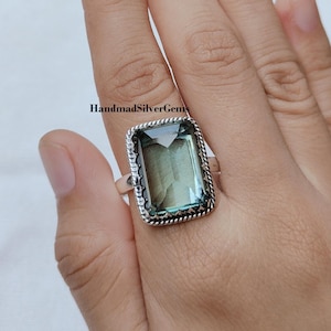 Aquamarine Gemstone Ring, 925 Sterling Silver, Designer Ring