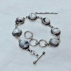 Dendritic Agate Bracelet, 925 Sterling Silver Bracelet, Women's Bracelets, Birthday Gifts, Anniversary Gifts, Gift for her, Agate Jewelry