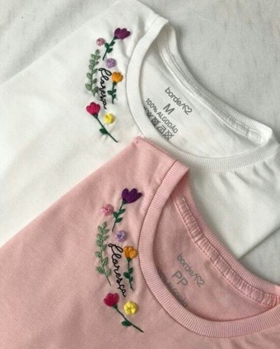 Embroidered Tshirt Embroidered Shirt Hand Embroideryt Etsy