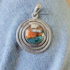 Oyster Turquoise Pendant, 925 Sterling Silver Pendant, Women&#39;s Jewelry, Turquoise Necklace, Statement Pendant, Turquoise Jewelry, Gift Items