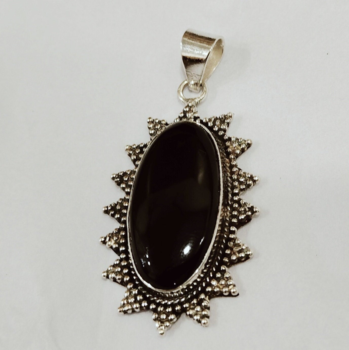 Black Onyx Pendant, 925 Sterling Silver, Handmade Jewelry