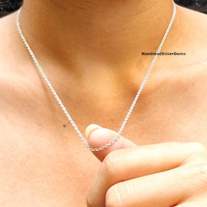 Sterling Silver 2mm Chain Necklace, Minimalist Dainty Silver Chain, Everyday Jewelry, Gift for Her, Simple Layering Necklace