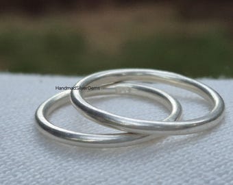 Handmade Sterling Silver Double Band Ring: Minimalist Stacking Jewelry