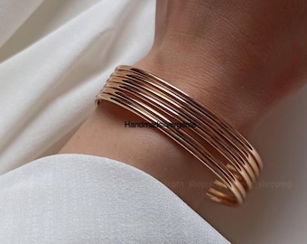 Ręcznie robiona bransoletka z mosiądzu: regulowana bransoletka w stylu boho minimalistyczna