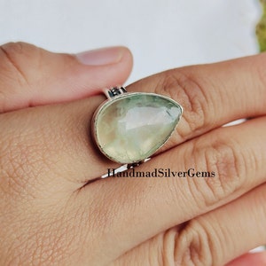 Prehnite Ring, 925 Sterling Silver Ring, Gemstone Silver Ring, Natural Gemstone, Silver Ring, Band Ring, Wedding Gift, Gift For Women Ring