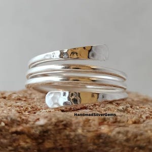 Adjustable Silver Texture Open Ring: Minimalist Boho Jewelry