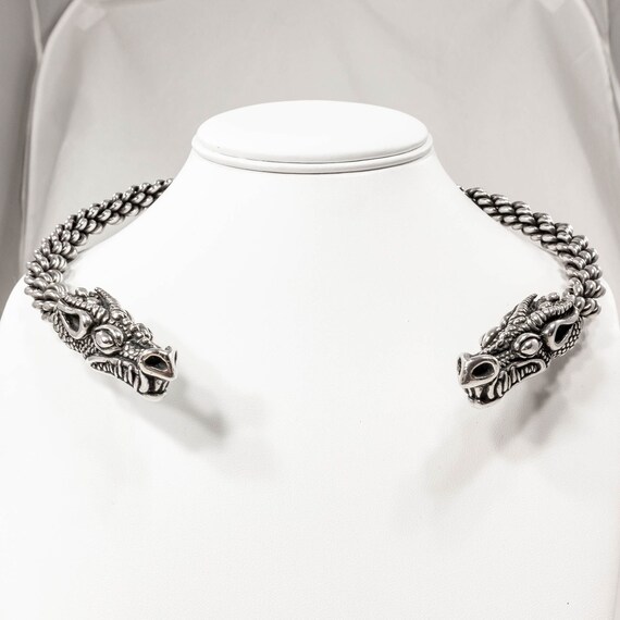 Exquisite Sterling Silver Dragon Torc - Heavy Bra… - image 2