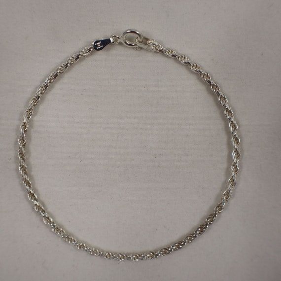 VTG 925 Sterling Silver Bracelet 7in Rope Chain 2… - image 1