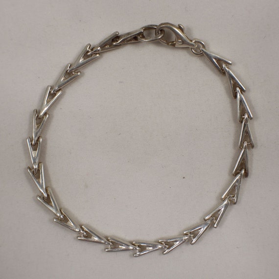 VTG 925 Sterling Silver Bracelet 7in Unique Sash … - image 2