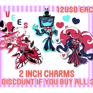 Hazbin Hotel Vees 2in Double Sided Charms