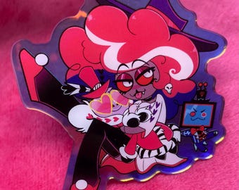 Hazbin Hotel Velvette y peluches con dije acrílico arcoíris