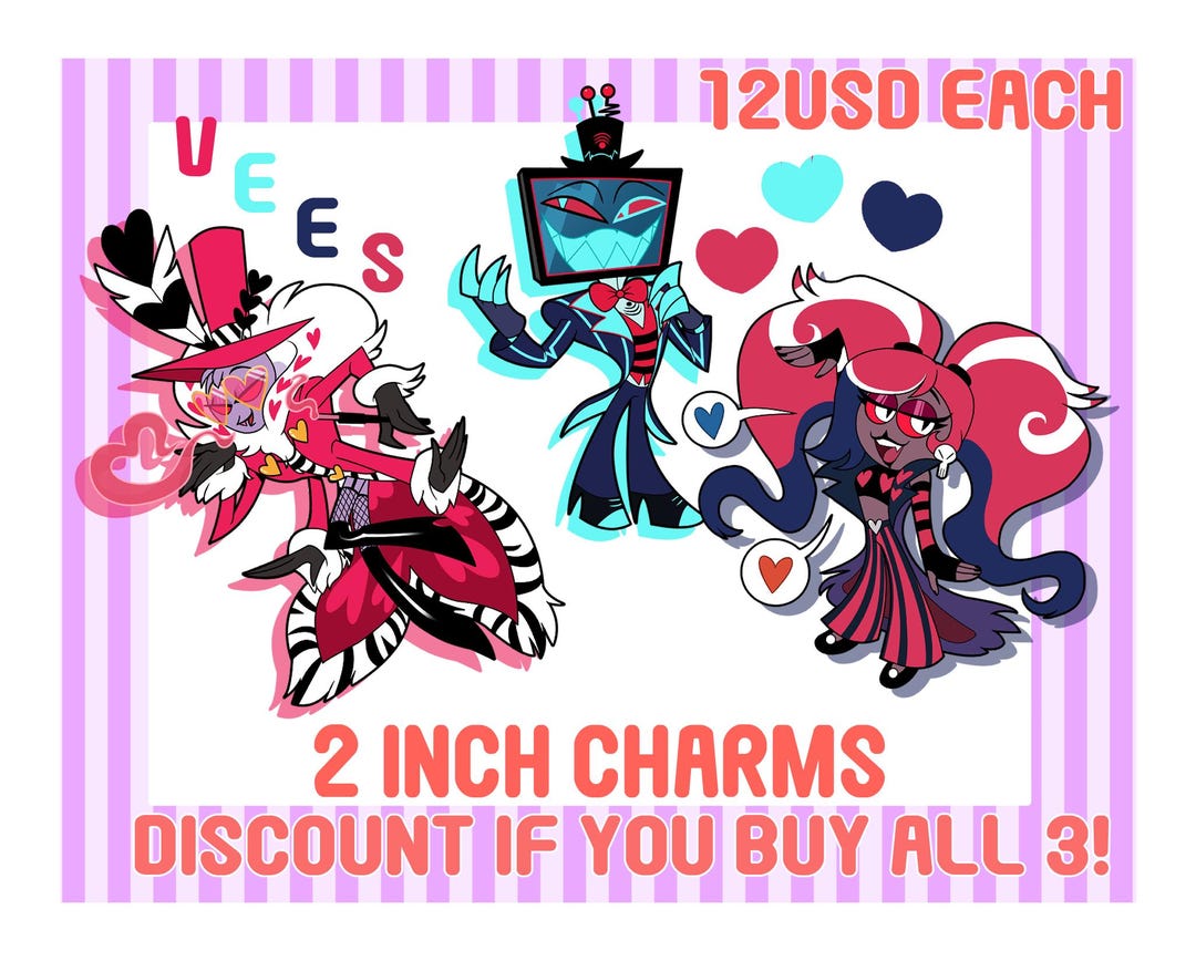 Hazbin Hotel Vees 2in Double Sided Charms - Etsy