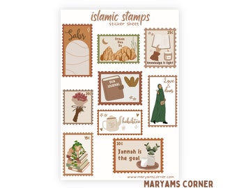 Islamic Stamps Sticker Sheet, Islamic Stickers, Hijabi Stickers, Muslim Stickers, Islamic Journaling, Islamic Journaling,