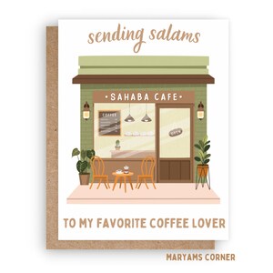 Sending Salam Greeting Card, Coffee Lover Card, Islamic Card, Muslim Card,Muslim Greeting Card, Islamic Greeting Card, Coffee Mom Card