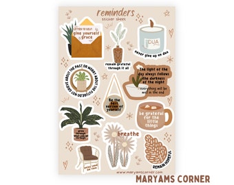 Reminders part 1 Sticker Sheet, Islamic Planner , Islamic Stickers, Hijabi Stickers, Muslim Stickers, Islamic Journaling, Planner Stickers
