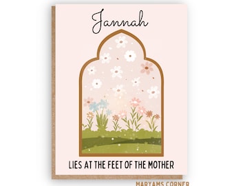 Mother Greeting Card, Islamic Greeting Card, Muslim Greeting Card, Islamic Card,Muslim Card, Love You Card, Jannah Card, Muslim Mother Card