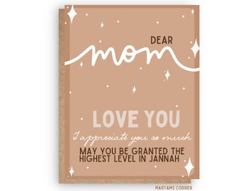 Tarjeta de felicitación para mamá, tarjeta islámica, tarjeta musulmana, tarjeta islámica, tarjeta musulmana, tarjeta de amor, tarjeta Jannah