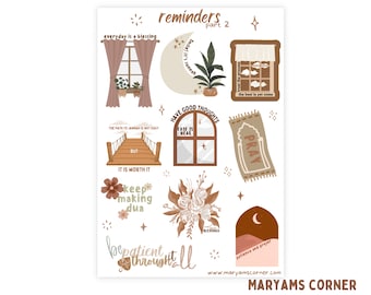 Reminders part 2 Islamic Sticker Sheet, Islamic Sticker Sheet, Islamic Stickers, Muslim Stickers, Quran journal, Islamic Art